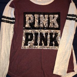VS PINK Long Sleeve Sequin Top